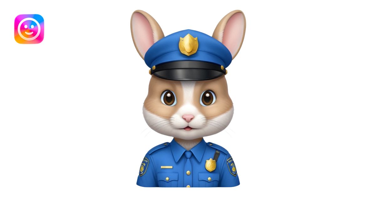 cute Rabbit police, blue uniform including helmet of uniform emoji | AI ...