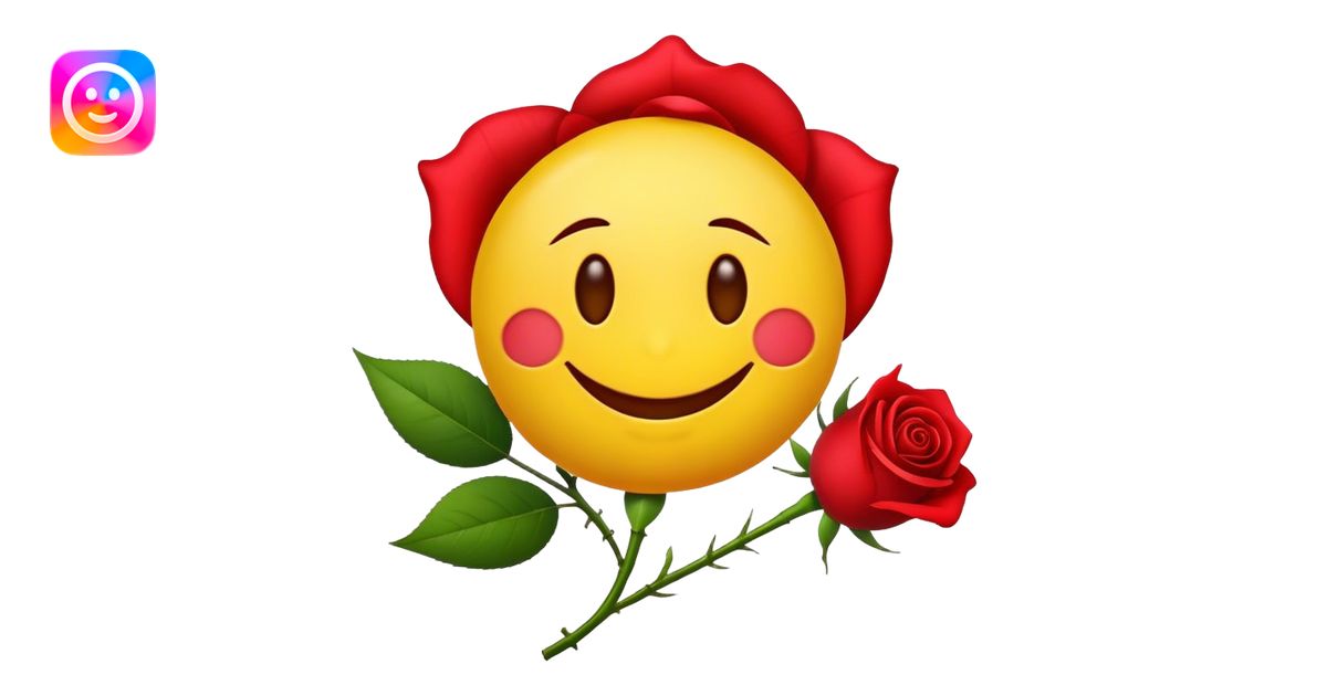 Smile emoji with rose in mouth emoji | AI Emoji Generator