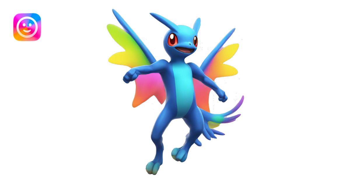 Colorful Neon Colors Flying Fakémon-Pokémon-Creature Full Body emoji ...