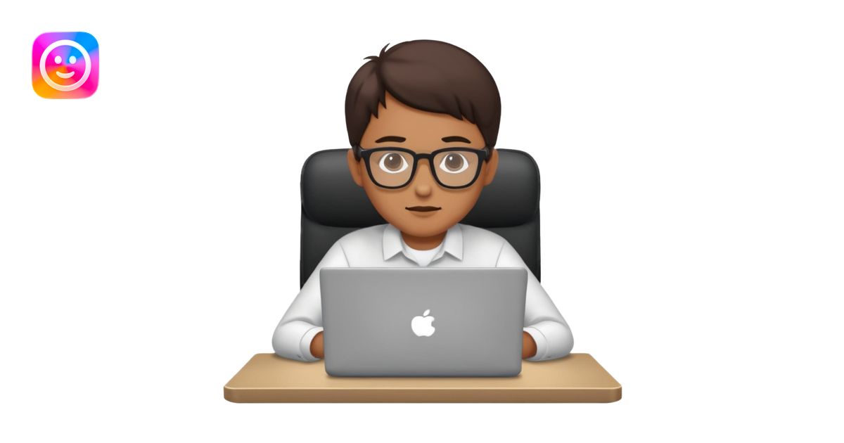 person work on the laptop and sit at the desk emoji | AI Emoji Generator
