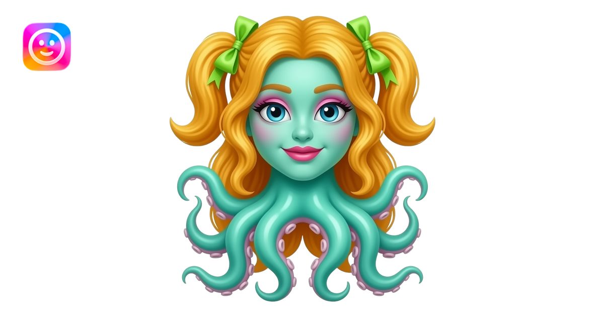 A seafoam Green squid she has very long yellow/ginger hair with lime ...