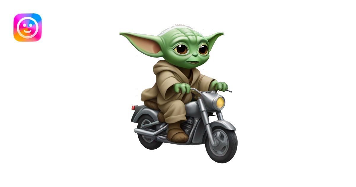 baby yoda riding big foot emoji | AI Emoji Generator