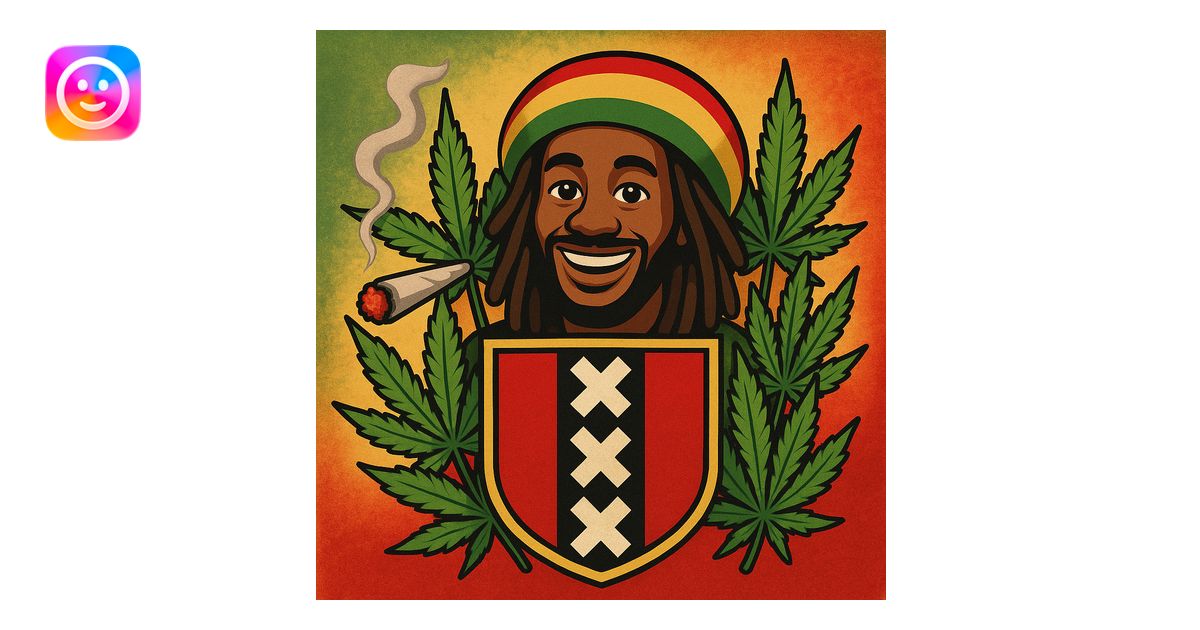 Create a digital illustration of a Rasta man with a friendly expression ...