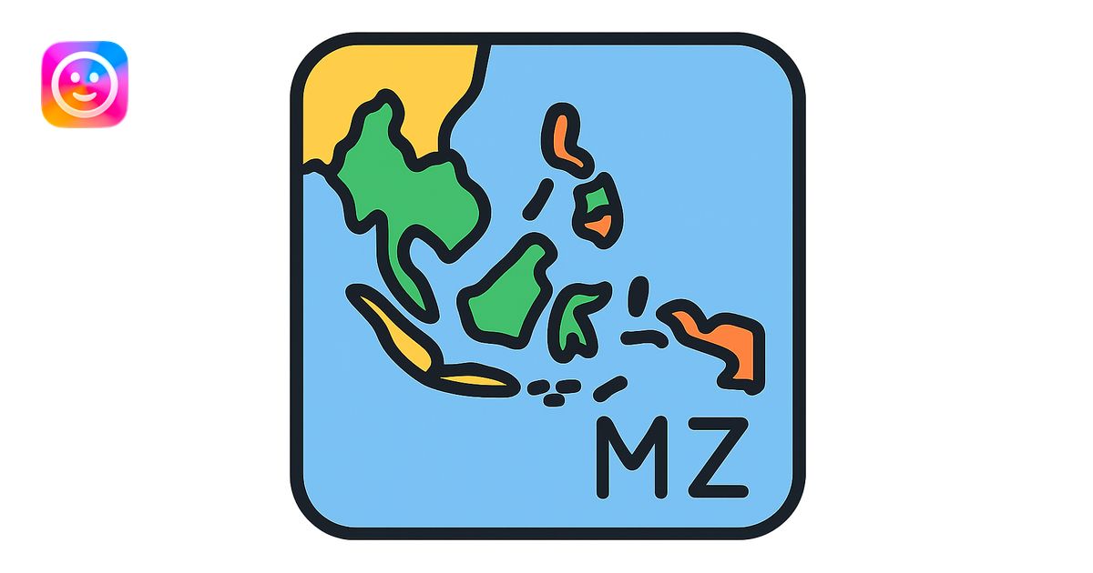 Southeast Asia map zone, simple, clear, colorful, labeled MZ, icon or ...