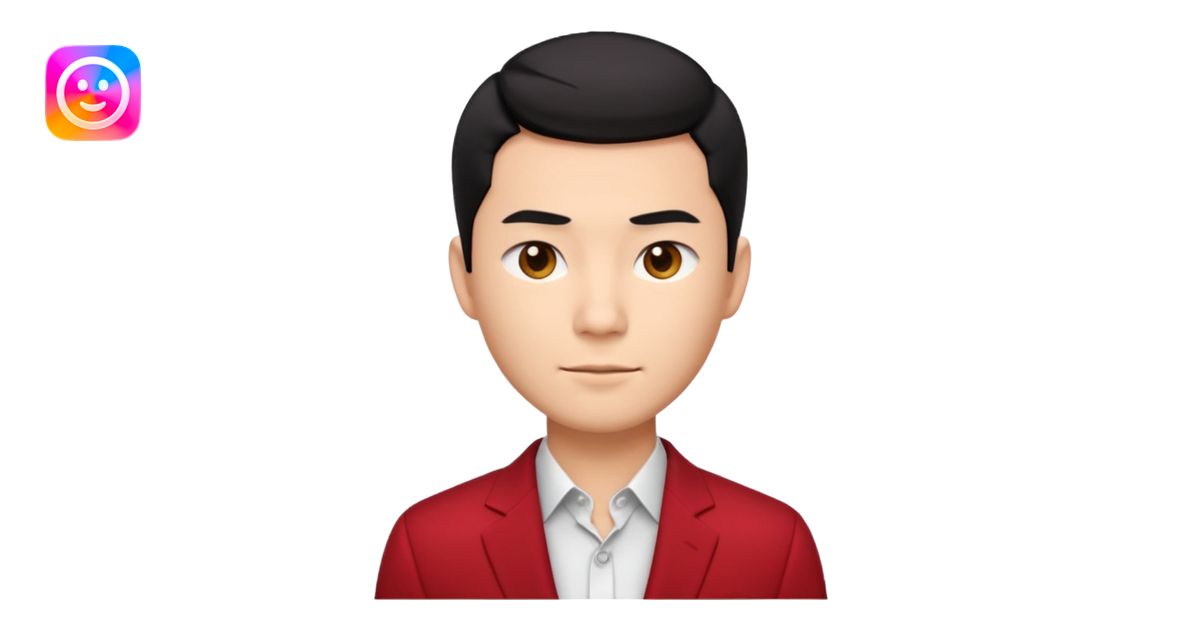 cool handsome Asian man emoji, short black hair styled with exposed ...