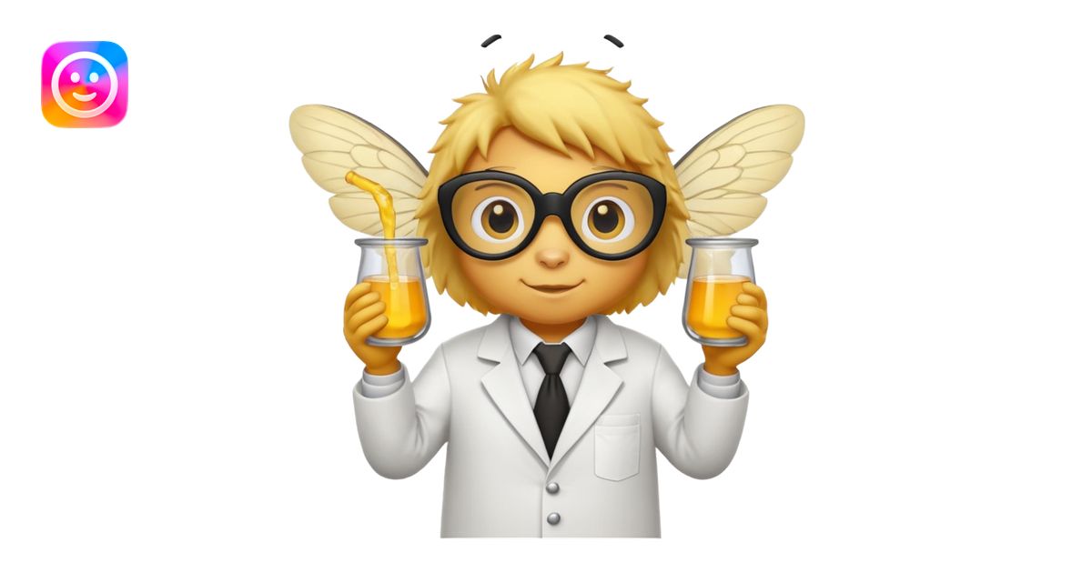 a bumblebee wearing a white lab coat holding a beaker emoji | AI Emoji ...