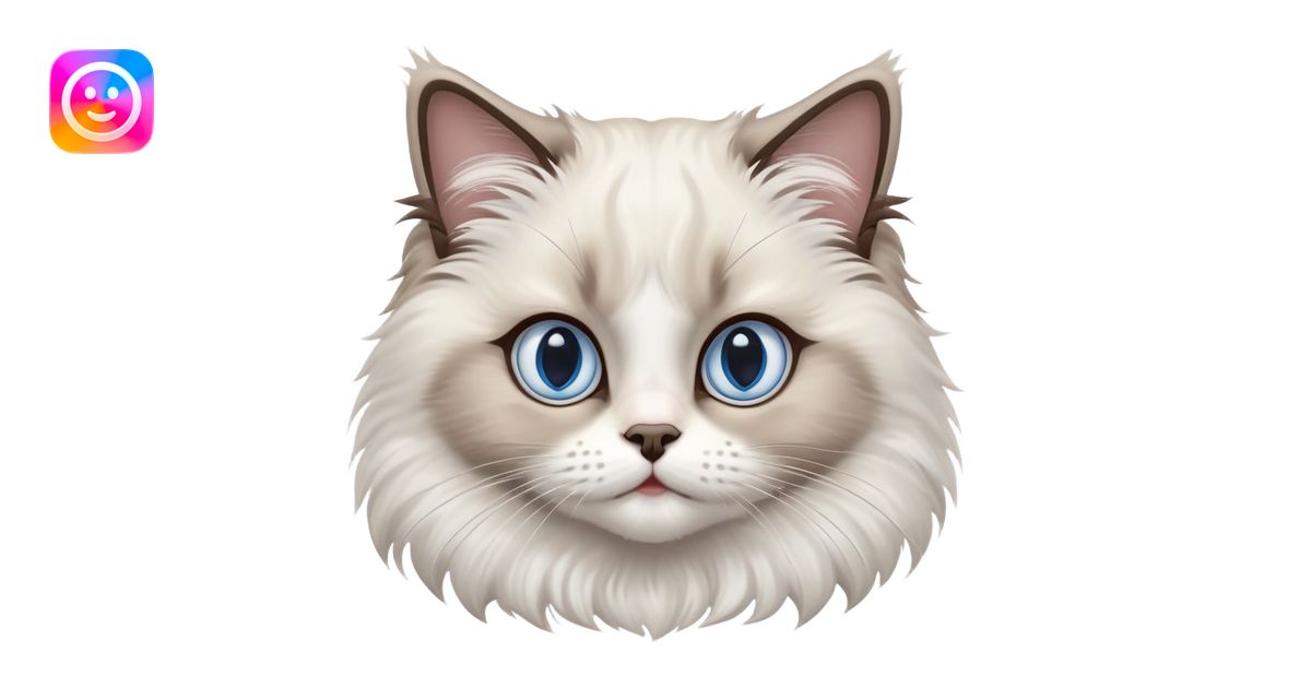 cinematic-adorable-big-eyed-fluffy-ragdoll-cat-portrait-emoji,-head ...
