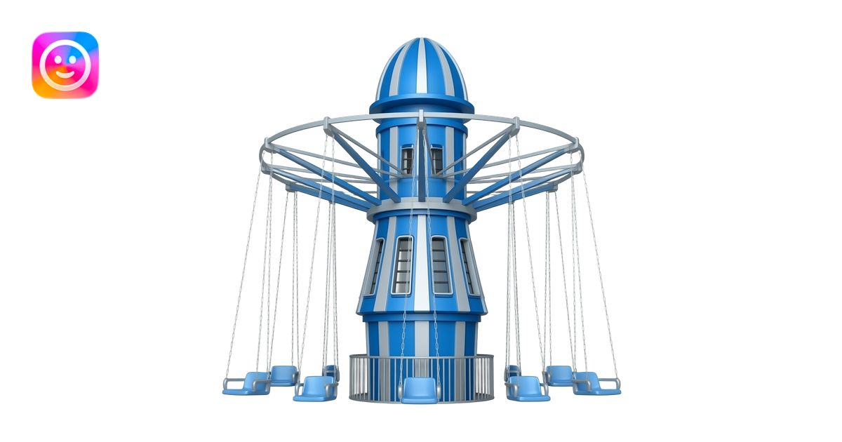 blue colored vertical drop tower ride, empty single row of seats ...