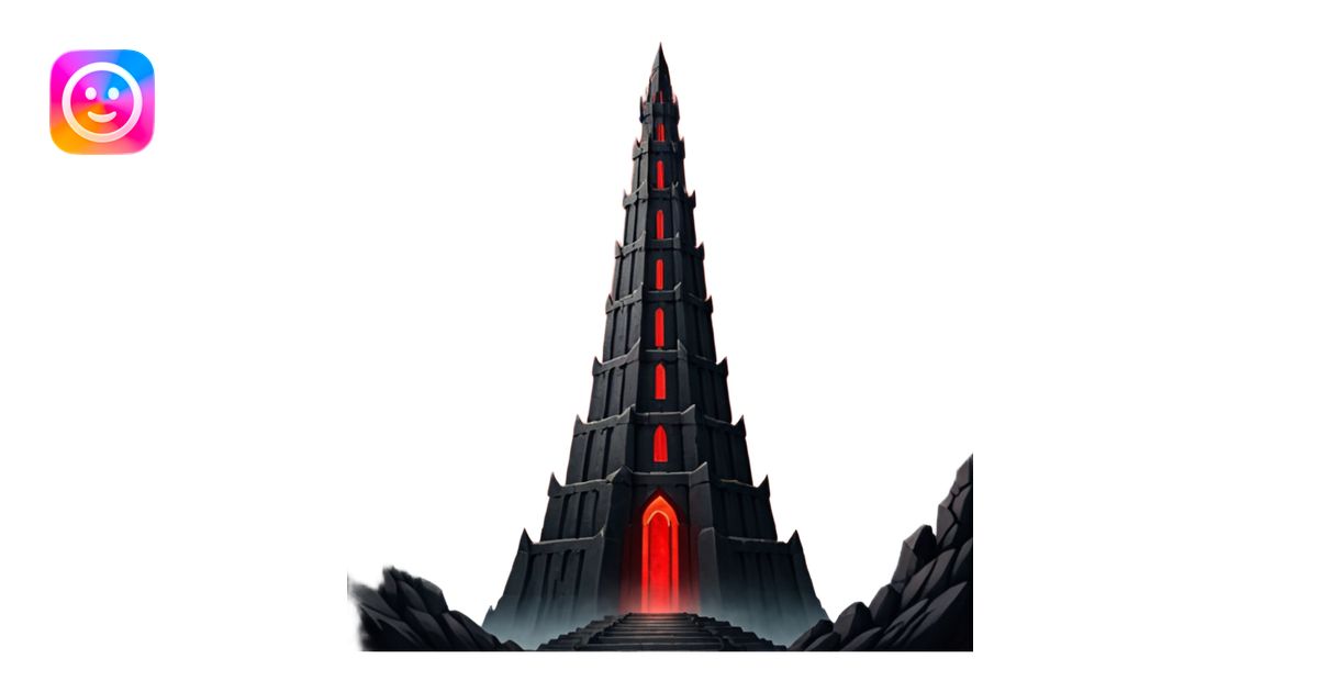 Barad Dúr from Lord of the Rings, Dark, giant Tower, with red beams ...