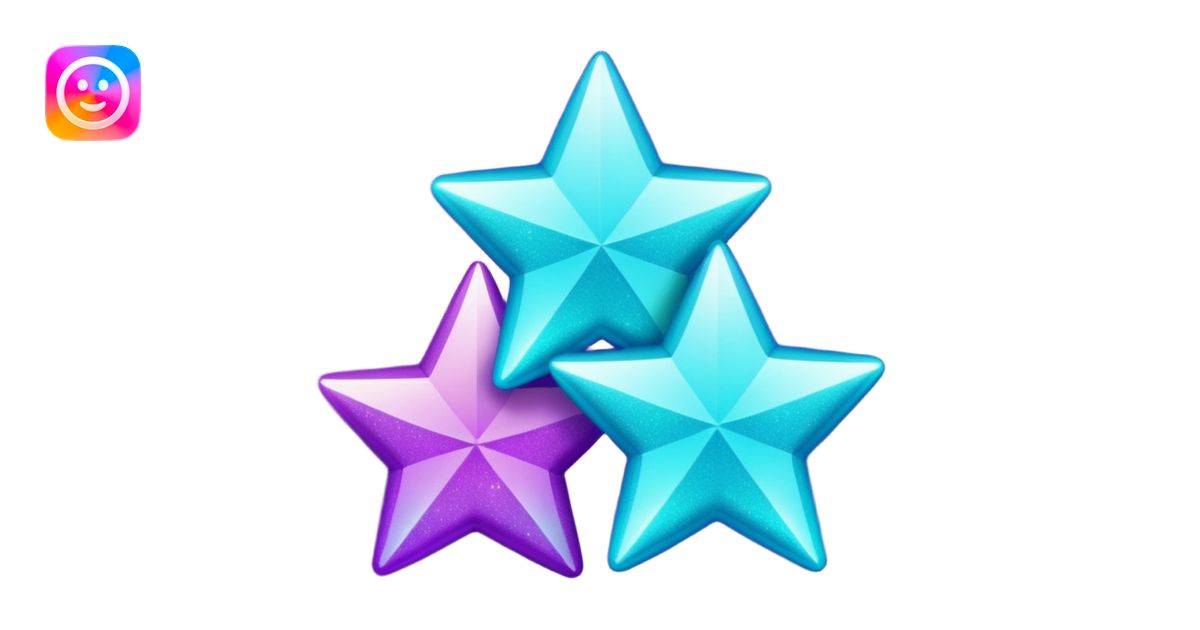 glitter purple and cian 3 stars emoji | AI Emoji Generator