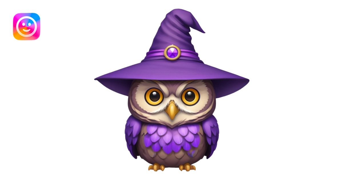 owl wear purple wicth hat emoji | AI Emoji Generator