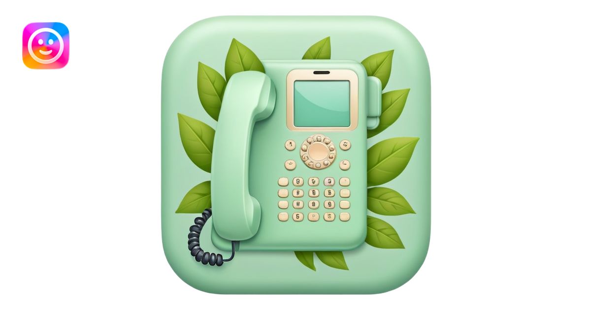 phone icon, pastel green color, with a leafy border emoji | AI Emoji ...