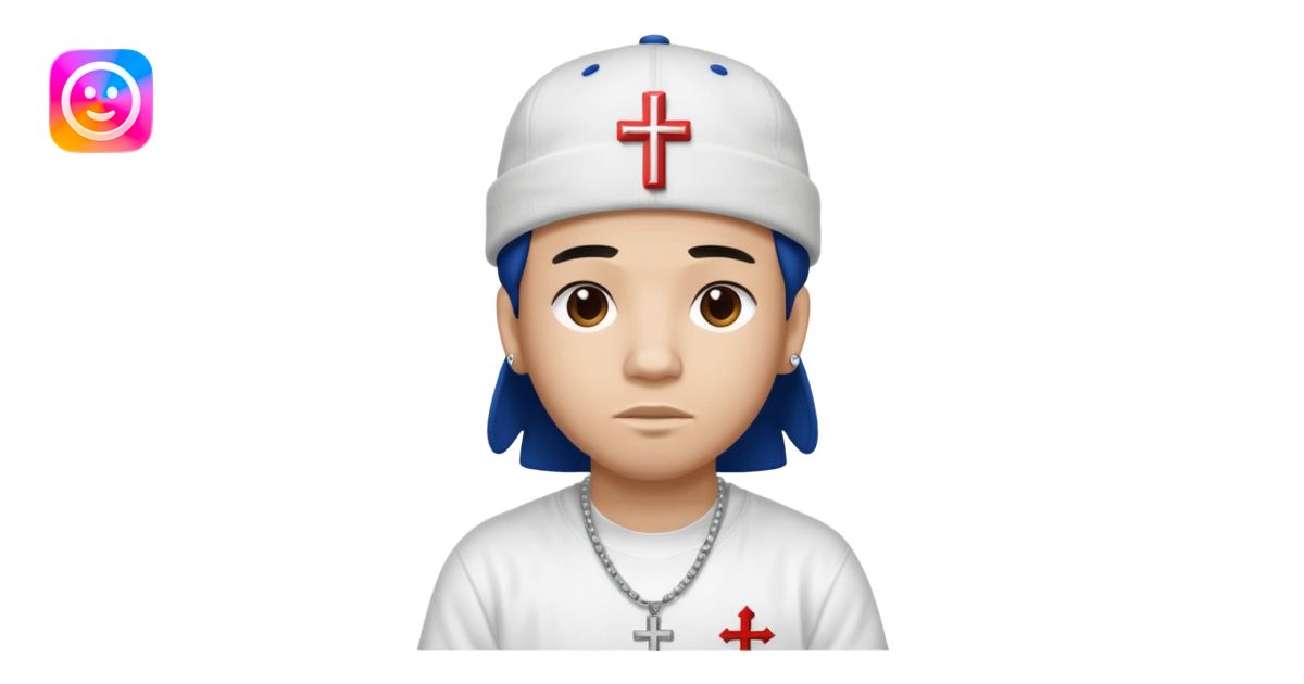 rapper da trắng đội mũ len mlb áo thánh giá emoji | AI Emoji Generator