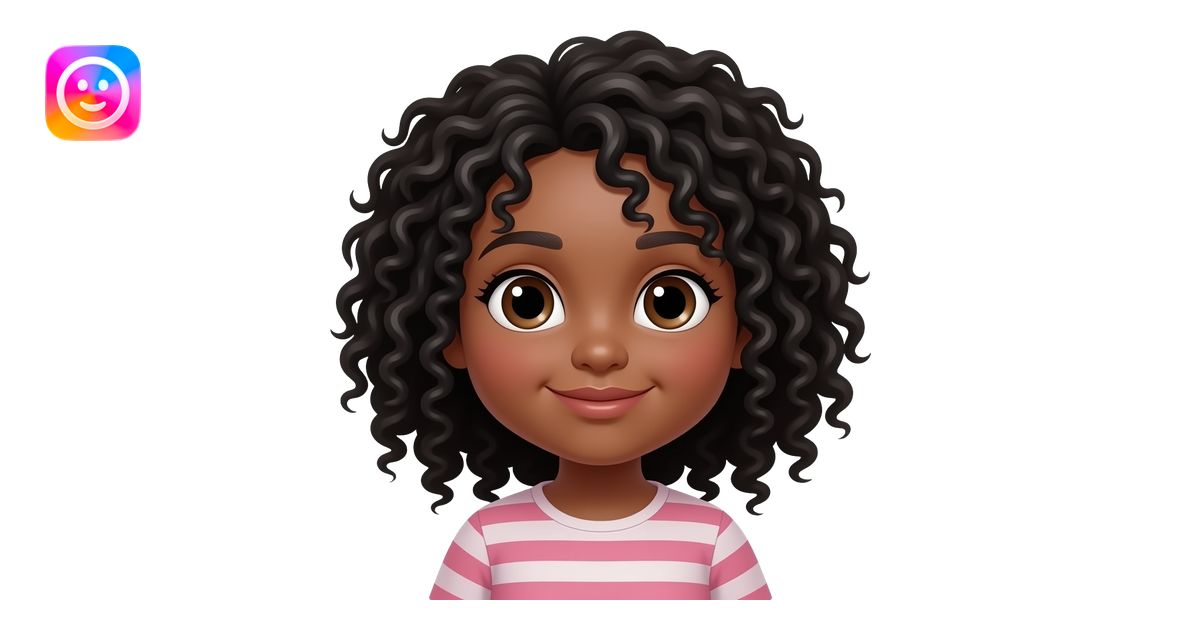 Brown slightly chubby girl with black curly hair emoji | AI Emoji Generator