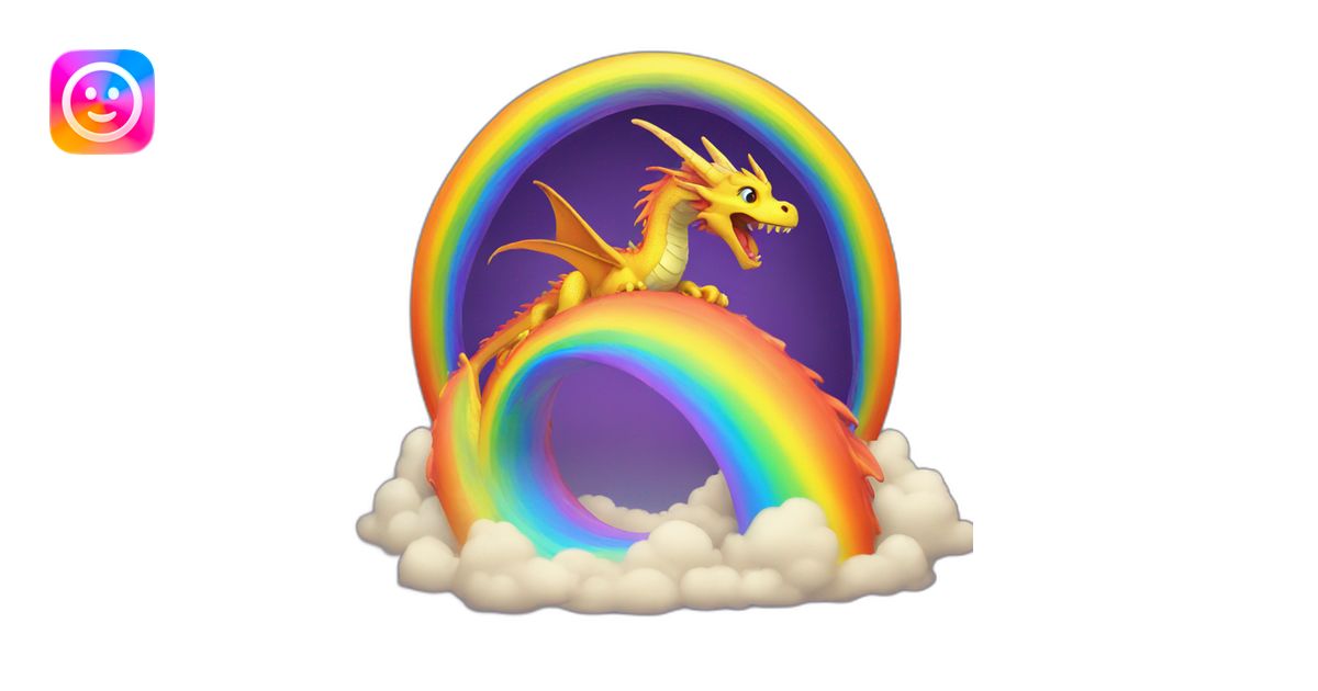 fantastic dragon coming out of a rainbow portal emoji | AI Emoji Generator