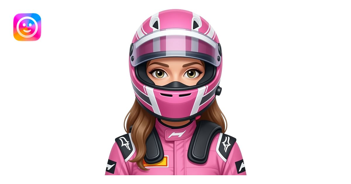 create woman using f1 pink costume and f1 helm that cover the face, the ...