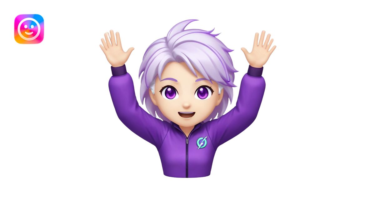 Chibi Sable Ward with excited hype expression, both arms raised high ...