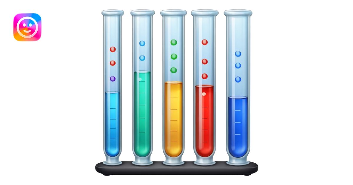 Labels texts on test tubes. emoji | AI Emoji Generator