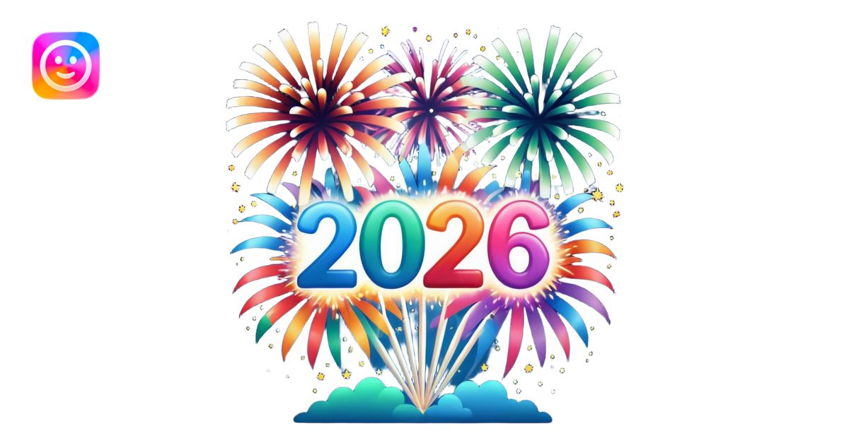 2026 In Backdrop Of Colourful Fireworks Emoji AI Emoji Generator
