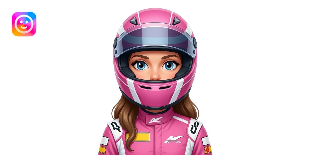 create woman using f1 pink costume and f1 helm that cover the face, the ...