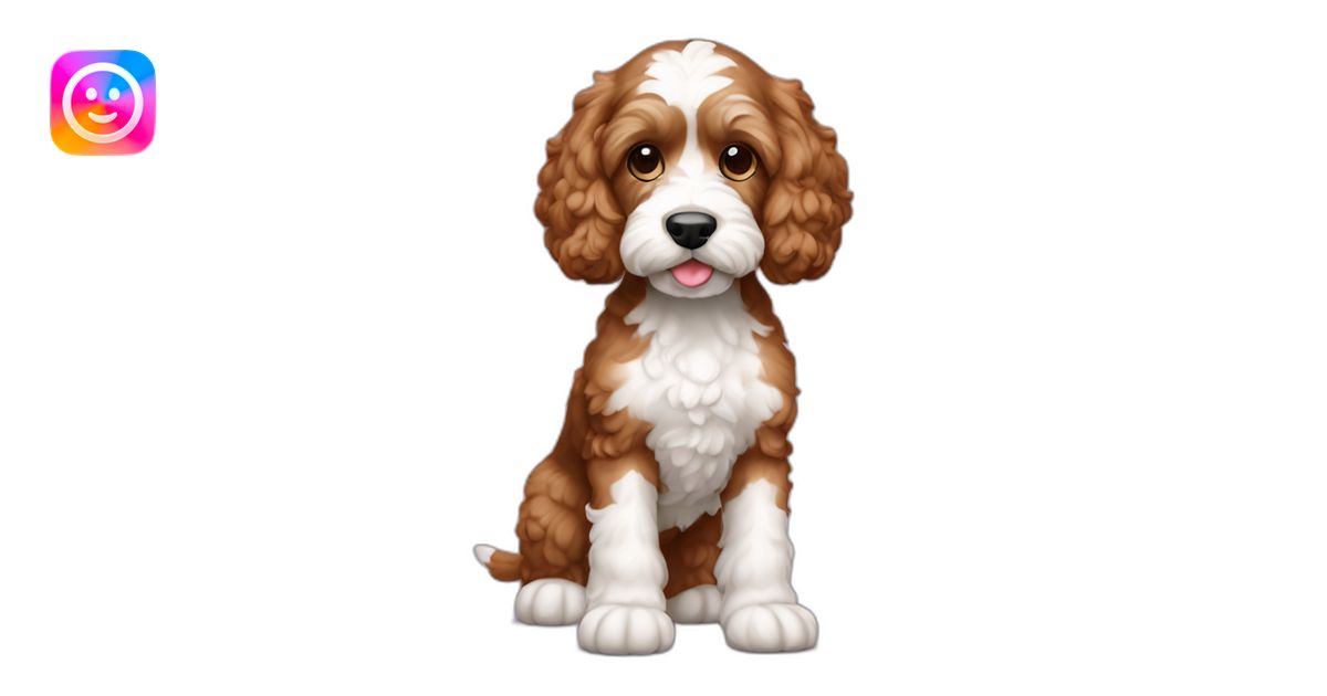 Reddish light brown cockapoo with white patch on chin full body emoji ...
