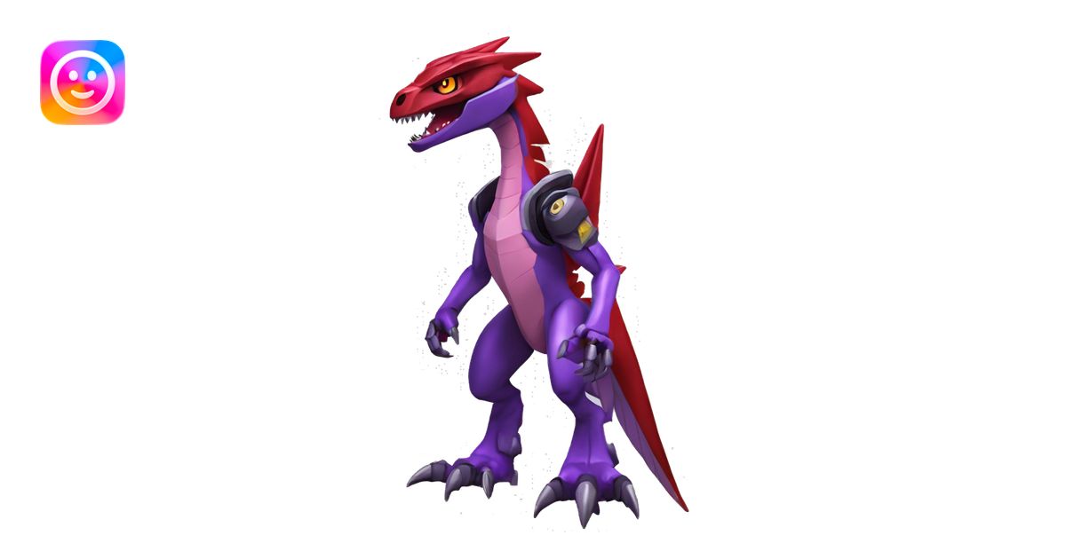 Cool Edgy Purple Red Digimon-Fakemon-Guilmon-Velociraptor-Dragon-Mecha ...