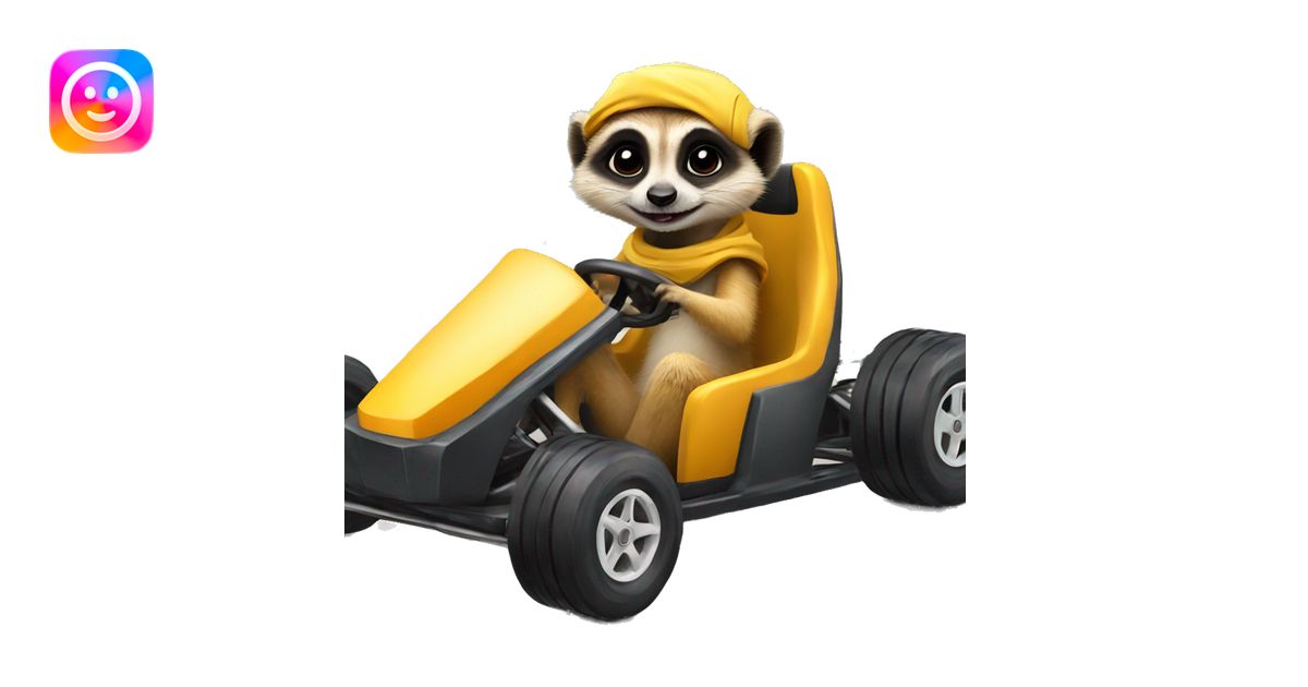 Meerkat in a go kart emoji | AI Emoji Generator