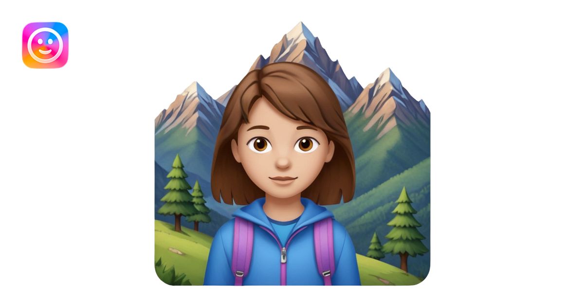 a 12 year old girl with mountains emoji | AI Emoji Generator