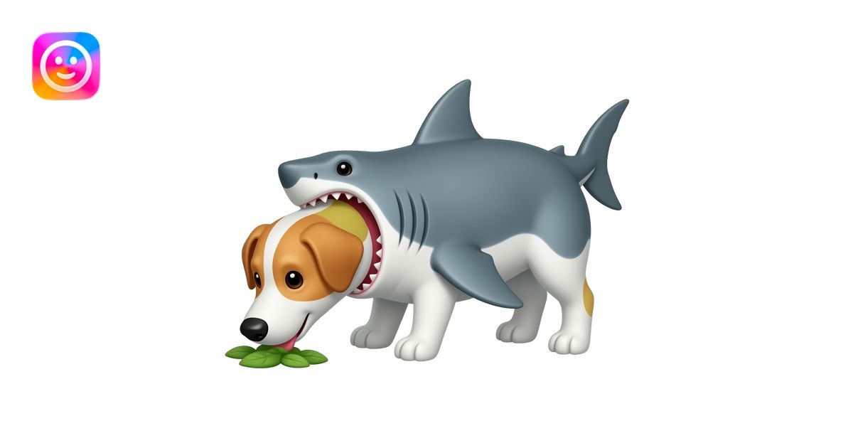 Dog eating a shark emoji | AI Emoji Generator