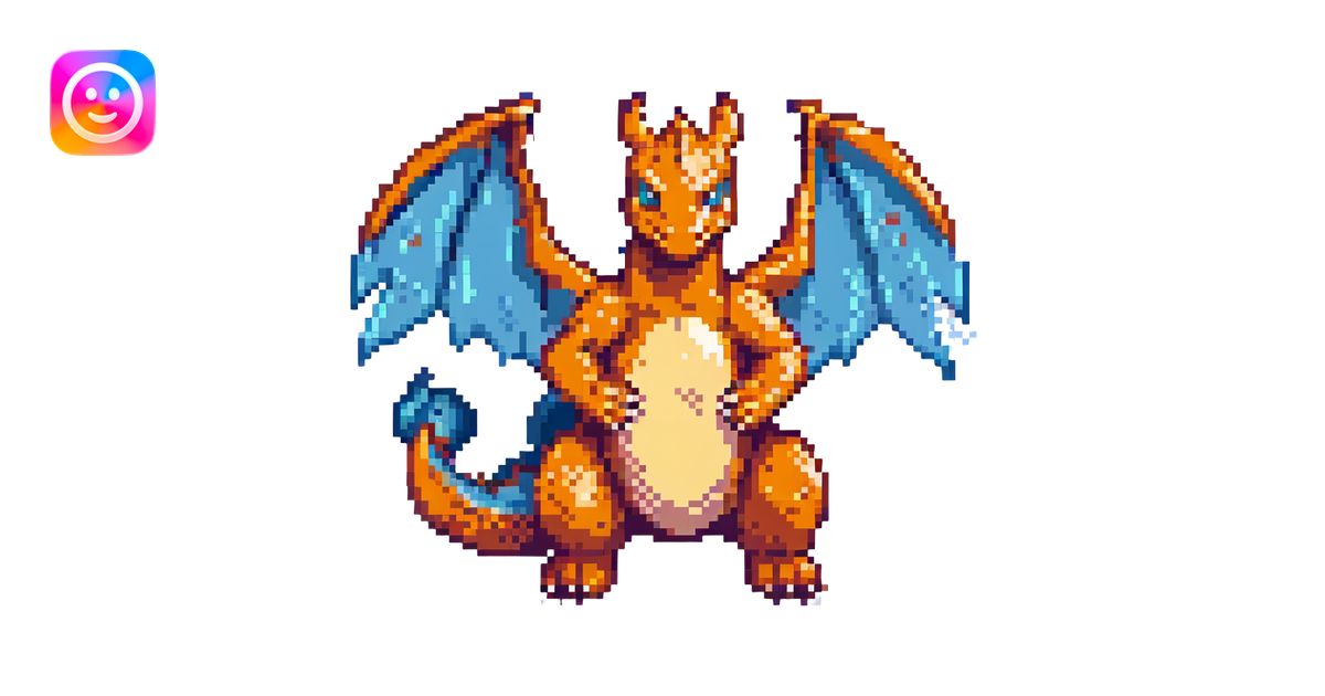pixel art Charizard, classic Pokémon style illustration | AI Emoji ...