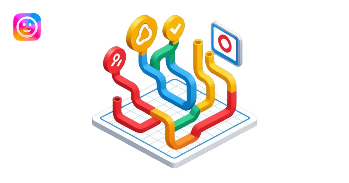 isometric image of workflow process creation emoji | AI Emoji Generator