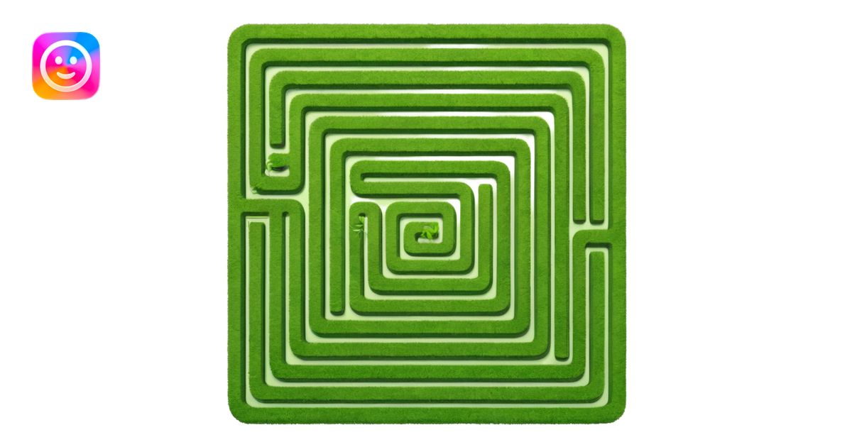 a square maze seen from the top, green emoji | AI Emoji Generator