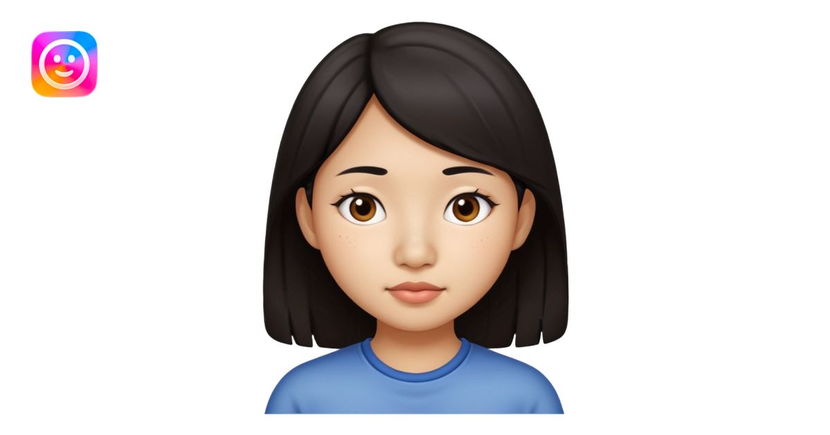 Asian girl with dark hair and a nose mole disappearing emoji | AI Emoji ...