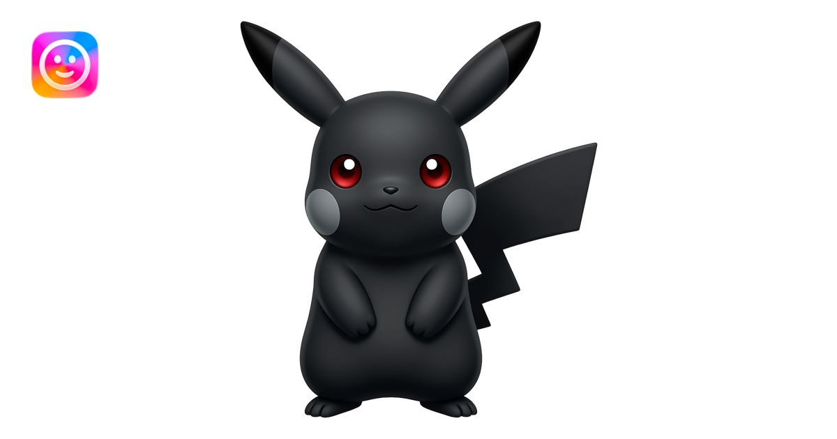 Pikachu with black skin and red eyes and gray cheeks emoji | AI Emoji ...