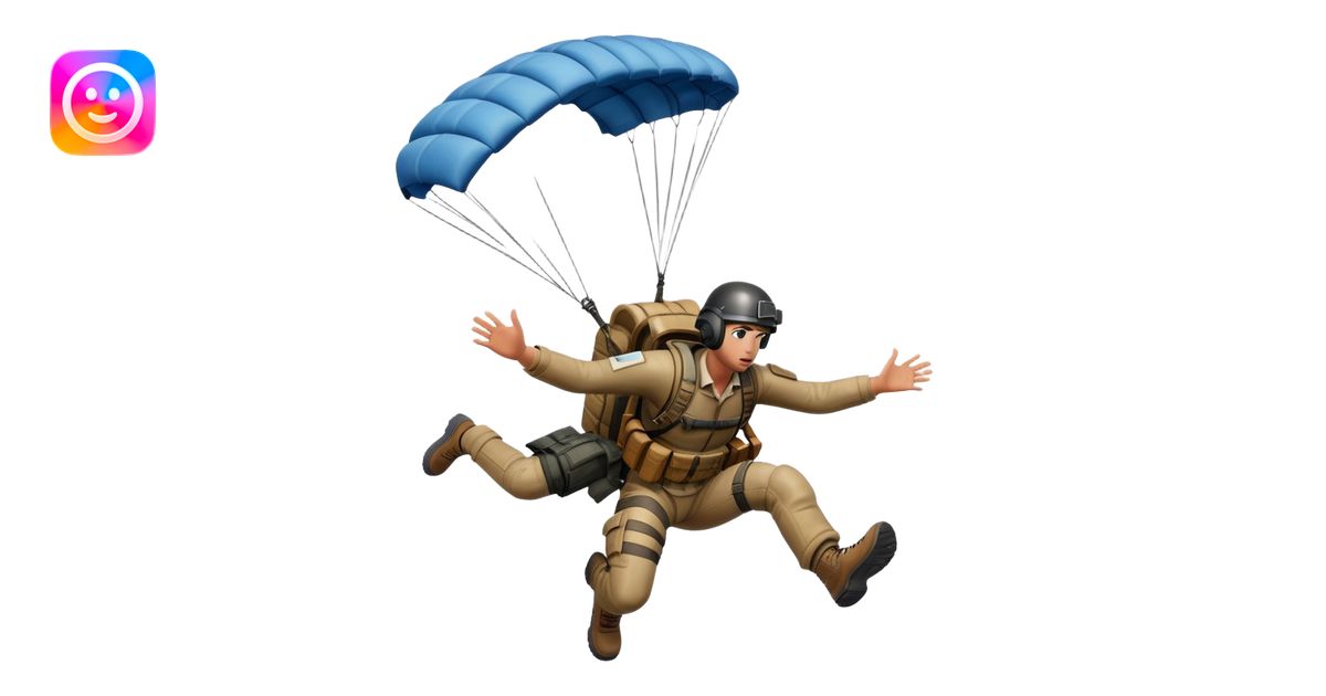 PUBG character falling from the sky with parachute deployed emoji | AI ...