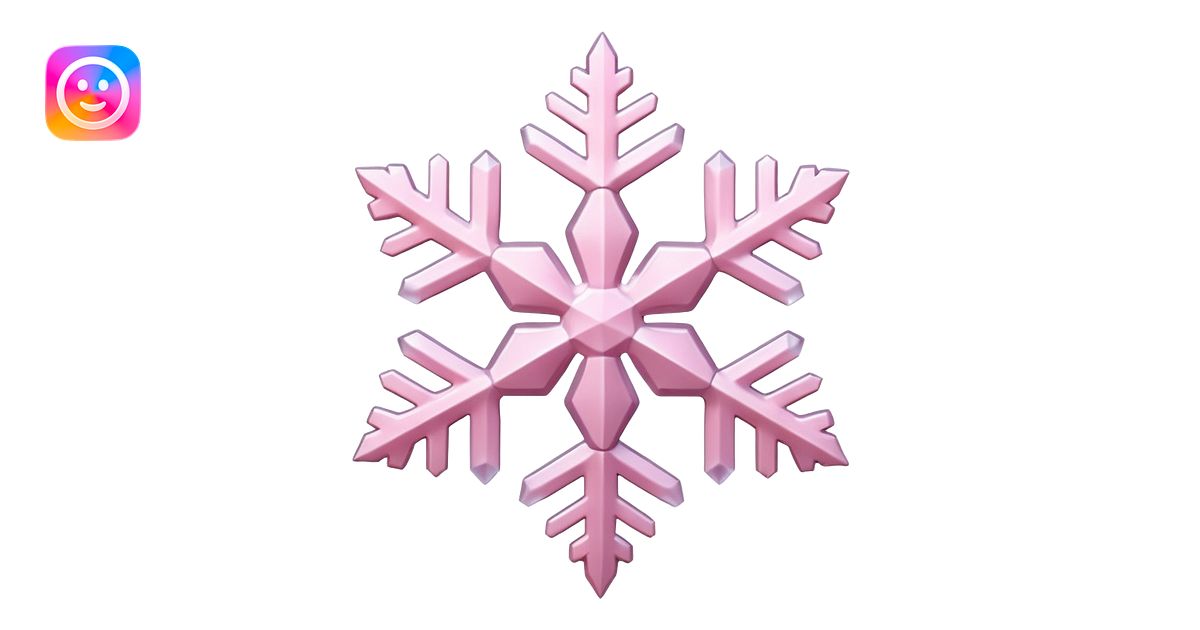 pale pink snow flake 3d bold ice transparent texture like Frozen emoji ...