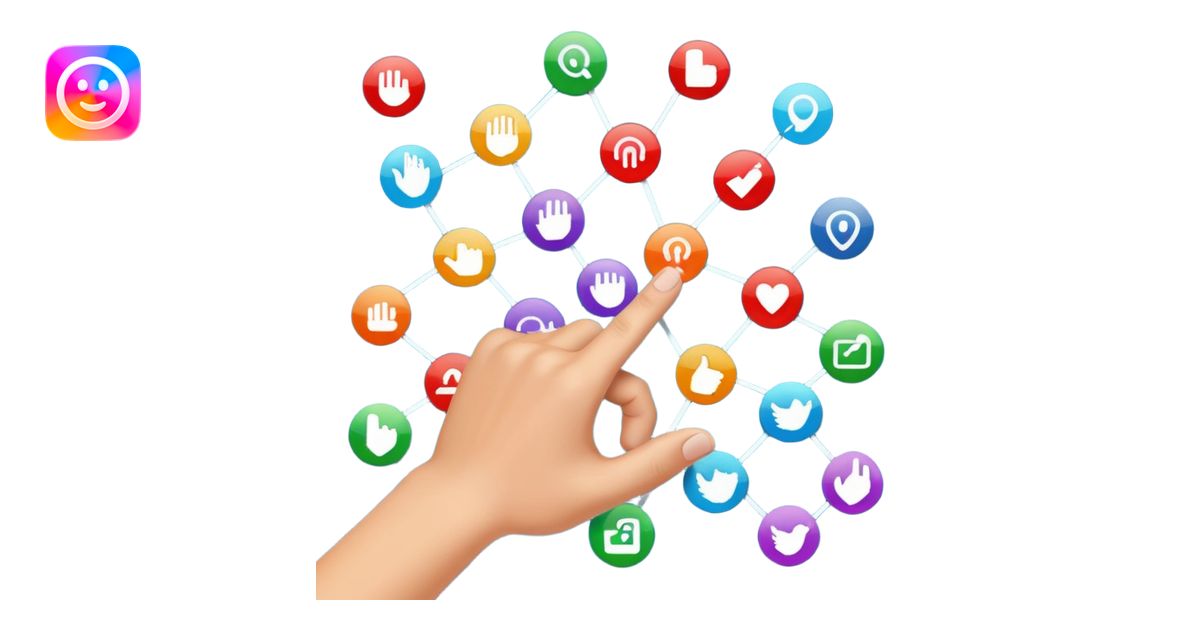 hand cursor pointing at a grid of app icons emoji | AI Emoji Generator