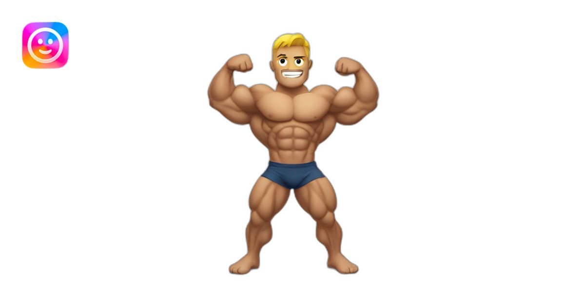 Shredded muscular manly man flexing biceps emoji | AI Emoji Generator