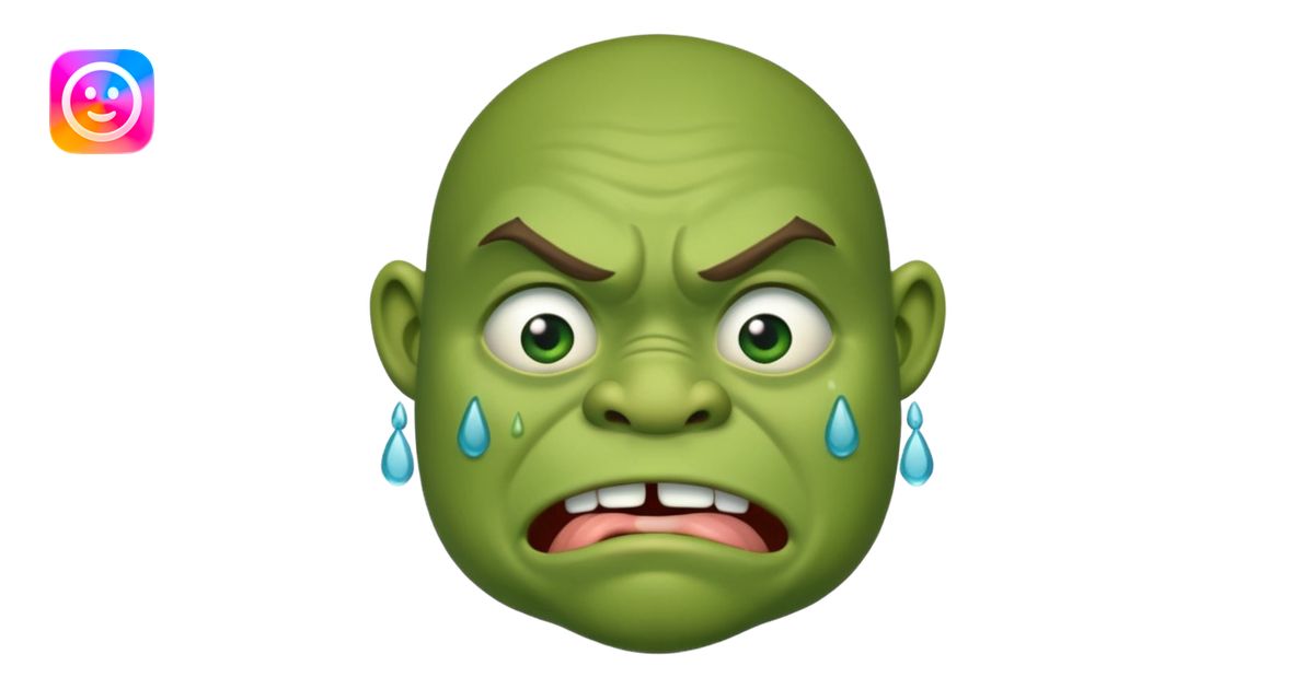 An oger is crying with tears in his eyes emoji | AI Emoji Generator