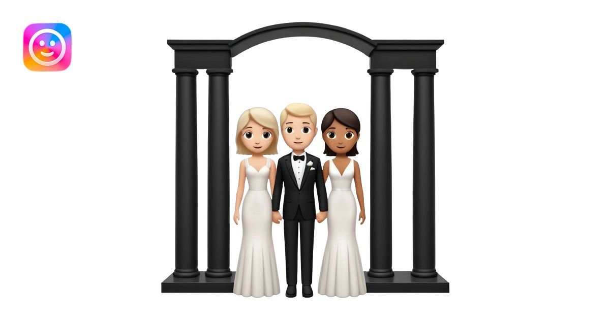 A 3D cartoon courthouse wedding venue with a bride and groom standing ...