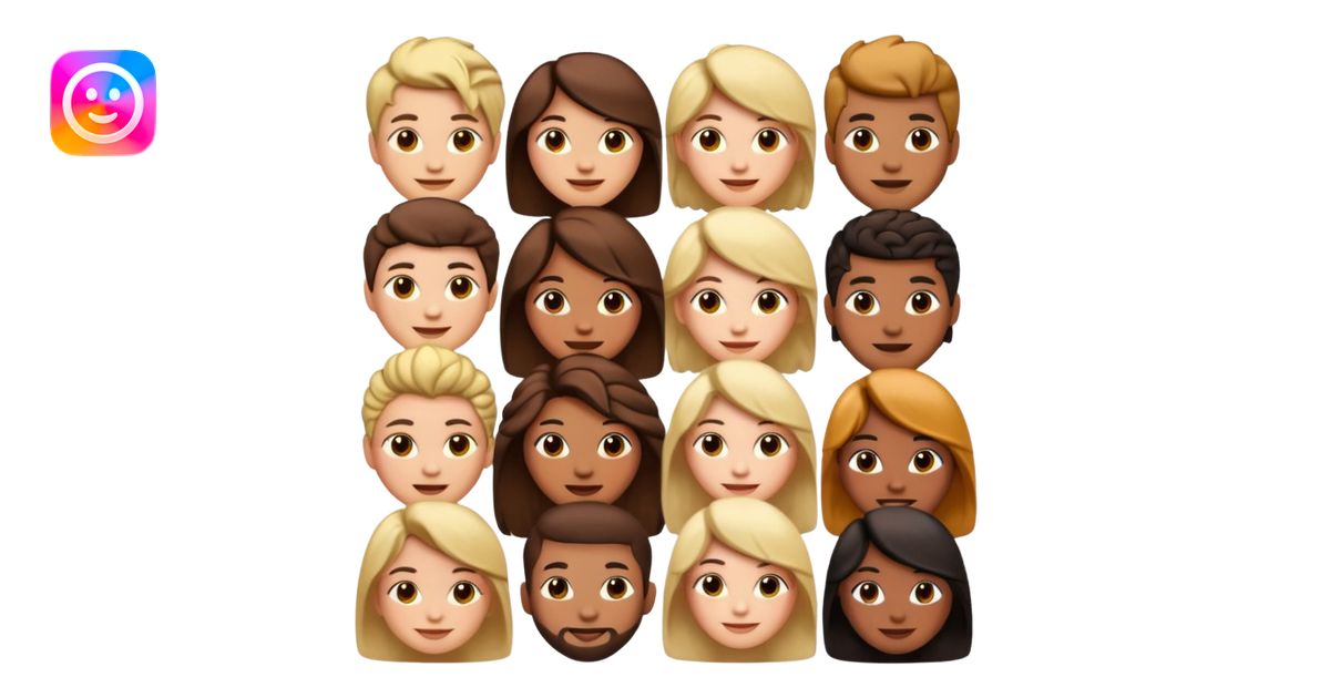 a large group of diverse people, emoji style emoji | AI Emoji Generator