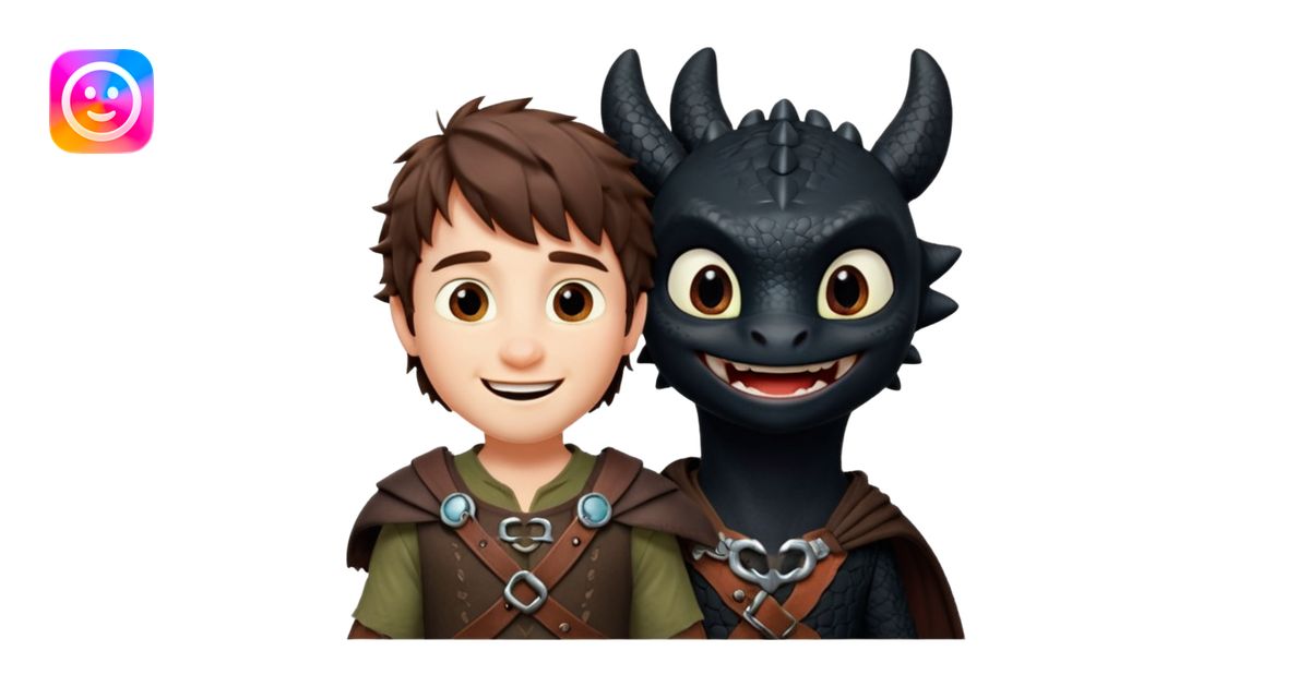 funny toothless+hiccup emoji | AI Emoji Generator