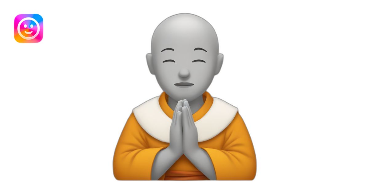 monk with two column dots on head is praying emoji | AI Emoji Generator