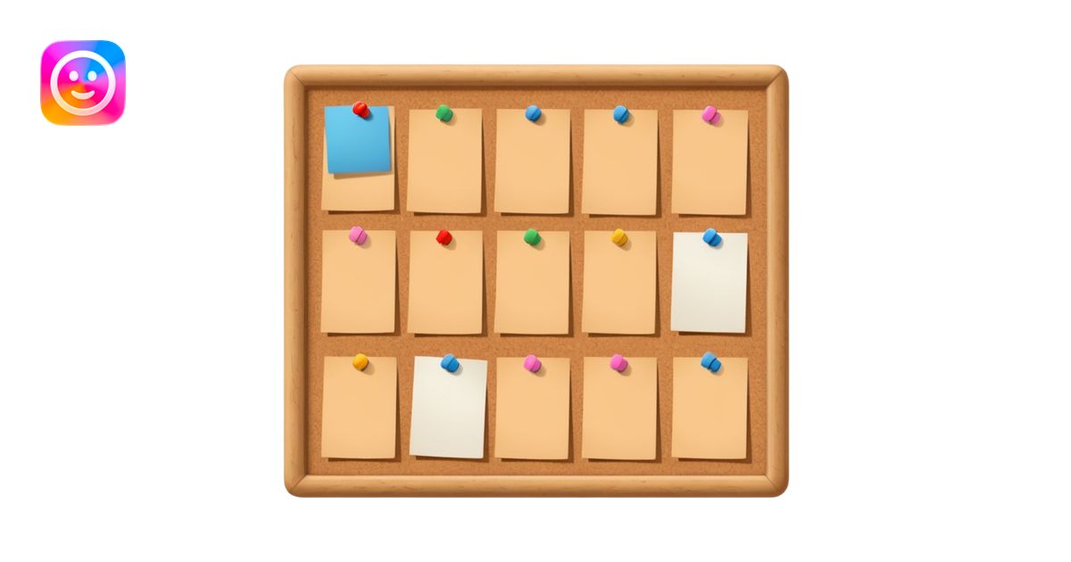 board with pinned photos and notes emoji | AI Emoji Generator