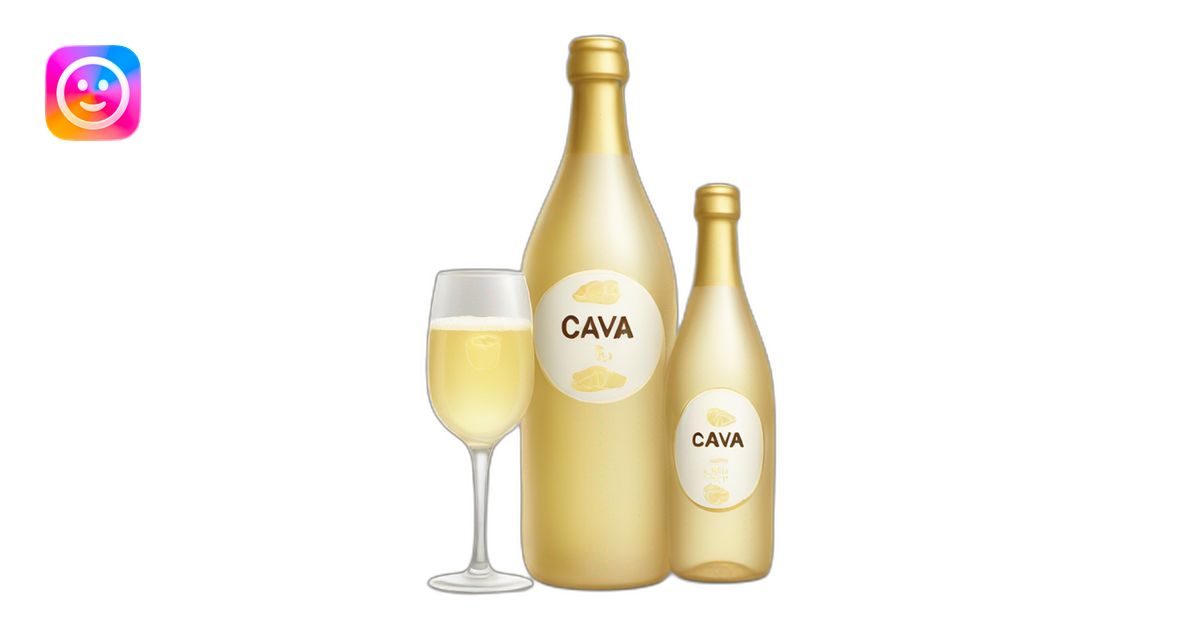 bottle with cava logo and two glasses emoji | AI Emoji Generator
