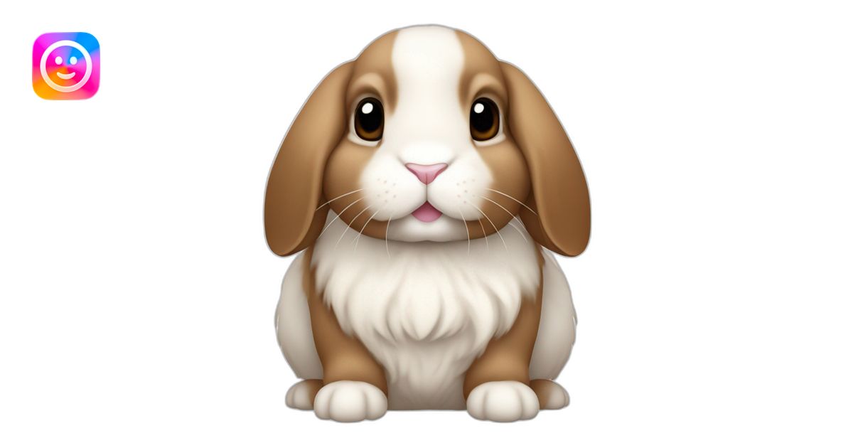 holland lop rabbit with floppy ears in apple iOS emoji style white ...