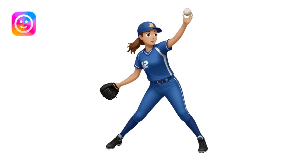 Softball pitcher pitching the ball from side view with brown hair and ...
