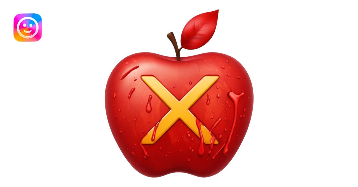 splattered apple with a bold red X symbol over it emoji | AI Emoji ...