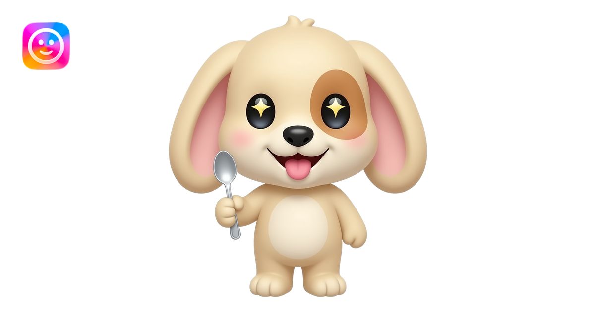 Cute 3D emoji-style animal character, a mix of a bunny and a puppy ...