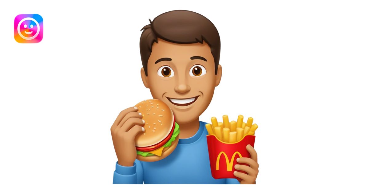 A man eating a Happy meal from mcdonalds emoji | AI Emoji Generator
